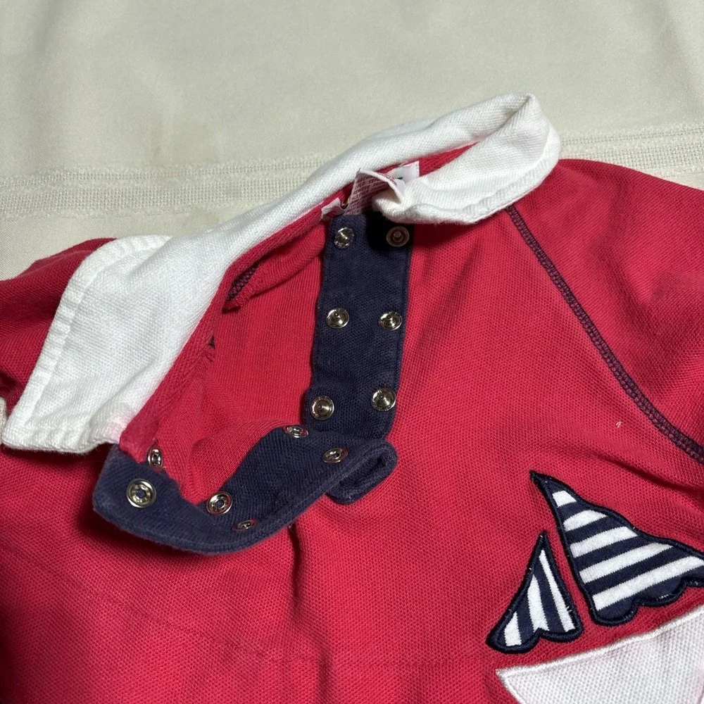 VINTAGE Gymboree Red Baby Dress Long Sleeve Sailor Nautical Cotton Newborn‎